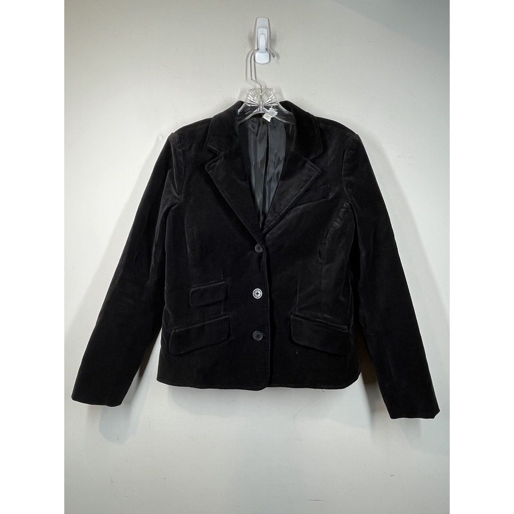 Old Navy Jacket Blazer Womens Sz S Black Velvet Polyester Lined Y2K Witchy